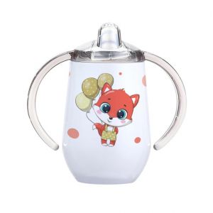 Marquage Unique Tasse d'Apprentissage Bébé Personnalisable avec Anses, Gobelet à Double Poignée, Design Mignon avec Renard et Ballons, Gobelet à Bec isotherme pour Bébé (MARQUAGE UNIQUE, neuf)