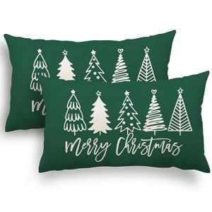 YCOLL Housse Coussin Noel 30x50 Lot de 2 Housse Coussin 30x50 p&egrave;re No&euml;l Wapiti Coton et Lin D&eacute;coratif Taie d'oreiller pour Decoration Noel 30 x 50 cm (YACHUANG INTERNATIONAL(HK) LIMITED, neuf)