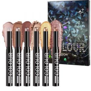 Chaies Fard &agrave; Paupi&egrave;res Cr&eacute;meux en B&acirc;ton,Stylo Maquillage Paillet&eacute; Brillant | 6 Nuances R&eacute;sistantes Texture Douce pour Mariage F&ecirc;tes D&eacute;guisement Voyage (Cafedy, neuf)