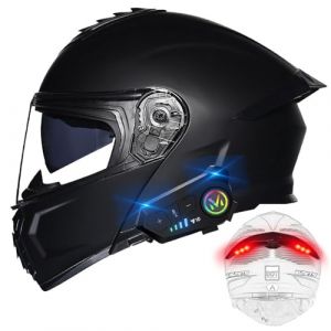 BYGMWEP Casque Moto Modulable Bluetooth avec Feu Arri&egrave;re, Casque Moto Homologu&eacute; ECE, Flip Up Casque Adulte Moto avec Double Visi&egrave;re, Microphone &agrave; Haut-Parleur int&eacute;gr&eacute;, pour Homme Femme (lvliangshilishiquyufeizonghedian, neuf)