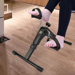 Mini V&eacute;lo d'Appartement, Uten Pedalier d'appartement Portable avec Ecran LCD Bouton de P&eacute;daler R&eacute;sistance R&eacute;glable Bras Jambes Entra&icirc;ner (Noir-37 * 50 * 23.5cm) (jusiZL, neuf)