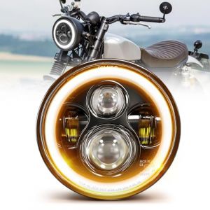 BraveWAY 7 Pouces Phare LED Moto Rond 4 Modes Eclairages DRL Blanc Clignotant Ambre L'int&eacute;gration Compatible avec Touring Ultra Classic Electra Street Glide Tri Cvo Heritage Softail (BraveWay, neuf)