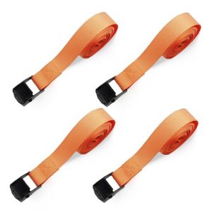 SHUBEIEUMI Sangle Arrimage, 4 Pi&egrave;ces Sangle d'Arrimage avec Boucle de Serrage en Alliage de Zinc, Sangle &agrave; Cliquet de R&eacute;glable Tension, pour Moto, Voiture, Porte V&eacute;lo (Orange) (lingchang, neuf)