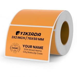 YIKIADA &Eacute;tiquette Thermique Orange en Vinyle, Rouleau de 50 x 76 mm, Autocollant d'adresse rectangulaire, Autocollant &eacute;tanche pour Nom, Code &agrave; Barres, Code QR, DIY, 500 pi&egrave;ces (YIJIADA, neuf)
