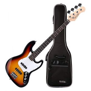 Rocktile Fatboy II SB E-Bass Sunburst - Jazz-Style E-Bass - 2 Single Coil Pickups - Corps : Tilleul - Manche : Palissandre - Mensur : 34" Longscale - Set incl. Housse de transport - Sunburst (Maison de la musique Kirstein, neuf)