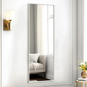 AAZZKANG Grand miroir rectangulaire pleine longueur &agrave; suspendre sur porte avec cadre en m&eacute;tal 120 x 40 cm pour chambre &agrave; coucher, salon, salle de bain, entr&eacute;e Blanc (chuweima, neuf)