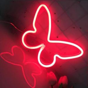 Lumineux papillon signe gar&ccedil;on/fille chambre &agrave; coucher d&eacute;coration cadeau d'anniversaire LED lumi&egrave;re basse &eacute;nergie magasin fen&ecirc;tre d&eacute;coration peut &ecirc;tre plat ou accroch&eacute; au mur (xuancaimao, neuf)