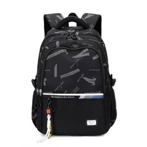 Amythe Sac &agrave; Dos pour Gar&ccedil;ons Cartable Primaire College, Sac Ecole Tendance L&eacute;ger pour les Adolescents pour 9-18ans, Sac D'&eacute;cole Grande Capacit&eacute; Convient pour le Trolley, Noir (Amythe, neuf)