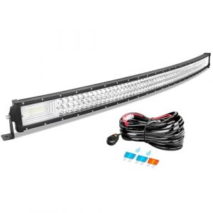 AUXTINGS 127 cm 648W Incurv&eacute; Triple rang&eacute;e 7D Barre LED Lumineuse de Travail Spot inondation Combo Faisceau Rampe LED CC 12V-24V 6000K Offroad V&eacute;hicules 4x4 ATV Utvs (AUXTINGS-EU, neuf)