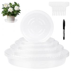 Soucoupes Transparentes pour Plantes avec Étiquette - 8 Pièces Soucoupes De Drainage Résistantes Et Transparentes, Plateaux Ronds Transparents pour Pots De Fleurs pour Pots De Jardin Extérieur (WeiYiTong, neuf)