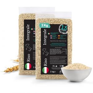 Riz Carnaroli Complet 2 kg &ndash; Riz Entier Italien &ndash; Riche en Fibres & Amidon &ndash; Digestion Facile &ndash; Produit Artisanal de Vercelli - 13 di Ilaria (13 di Ilaria, neuf)