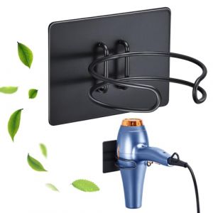 LOXSUN Support Seche Cheveux, Porte seche cheveux Mural, Support S&egrave;che cheveux Sans Percage, Accroche Seche cheveux, Support Mural seche Cheveux Convient pour Salle de Bain, H&ocirc;tel (Noir) (Loxsun, neuf)