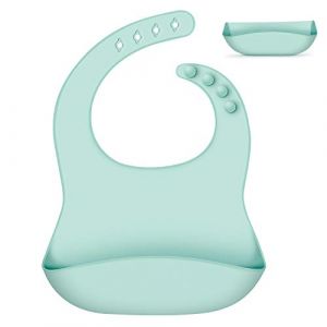 B&eacute;b&eacute; Bavoir Silicone Souple Bavette en Silicone Bavoir Plastique Fille Gar&ccedil;on Ajustable Bavoir Silicone Enfant Grande Poche (FCFengchen, neuf)