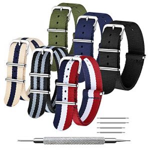 CIVO Bracelet de Montre 6 Paquet Bracelet 16mm 18mm 20mm 22mm 24mm Nylon Balistique Bracelets Zoulous Boucle en Acier Inoxydable avec Barre à Ressort et Outil de Broche de Lien (CIVO Direct-FR, neuf)