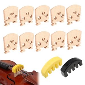 MuzcYM 10pcs 4/4 ponts de violon à l'érable solide avec ensemble de bronzages et silencieux de muets et de silencieux de 2 pcs (MuzcYM, neuf)