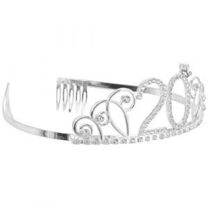 PRETYZOOM Couronne d'Anniversaire en Strass Argent&eacute;e pour Femme 20 Ans Accessoire de Cheveux L&eacute;ger en Alliage F&ecirc;te d'Anniversaire et S&eacute;ance Photo (Coddle HSY, neuf)