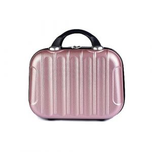 Balakaka Vanity Rigide 14 Pouces Portable Imperméable Vanity Femme Trousse de Maquillage avec Nervures, Vanity Case Rigide ABS Vanity Case de Voyage pour Femmes,Or Rose (ANHORN L, neuf)