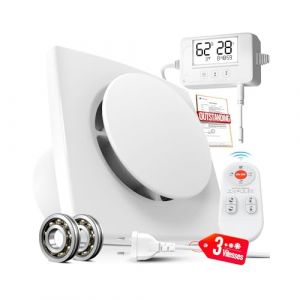 SBONNI 3 Vitesses Extracteur d'Air Automatique D&eacute;tecteur Humiditer et Temp&eacute;rature, Minuterie, T&eacute;l&eacute;commande, 100mm VMC Salle de Bain Hygror&eacute;glable, Silencieux et Puissant Ventilation P119 (SeaKing, neuf)