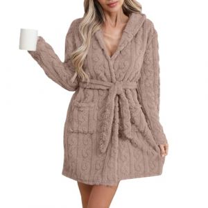 Robe De Chambre Femme Polaire Chic Sortie De Bain Femme Court Imprim&eacute; Peignoirs Herbst Robe Polaire No&euml;l 2#Kaki L (opcvje, neuf)