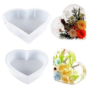 Yayatty 2 PCS Grand Moule Resine Epoxy En Forme de C&oelig;ur R&eacute;sine Moule en Silicone, Moules Heartaux en R&eacute;sine pour La Pr&eacute;servation Des Fleurs, D&eacute;corations pour La Maison, Organiser Le Livre (JiaMai Store, neuf)