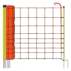 VOSS.farming Filet pour clôture électrique avec piquets Jaunes à 2 Pointes Longueur 50 m Hauteur 108 cm Clôture pour Moutons et pâturages (cloture-electrique-expert, neuf)