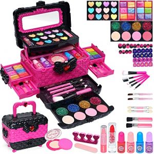 Maquillage Enfant Fille - Jouet Filles,Kit de Maquillage Enfant Fille,Non Toxique Lavable Coffret Filles Cadeau de No&euml;l Anniversaire Fille4 5 6 7 8 9 10-12 Ans (EDORTAEU, neuf)