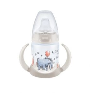 NUK First Choice+ Gourde d'apprentissage Disney Winnie l'ourson | 6-18 mois | Indicateur de contrôle de la température | 150 ml | Valve anti-colique | Bec anti-fuite | Poignées ergonomiques | BPA (EFI Global Store FR, neuf)