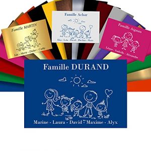 Plaque De Maison Famille Personnalisée Pour Boite Aux Lettres - Plaque Family PVC À Personnaliser - 12x8cm - 24 Motifs Disponibles (Bleu) (GRAVURE ET COMPAGNIE, neuf)