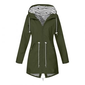 Veste Femme Sport a Capuche Protection Imperm&eacute;able avec Capuche Impermeable Hiver Manteau Automne Pluie de Randonn&eacute;e Automne Vert arm&eacute;e V&ecirc;tements Hiver Longue Cire Marin Femme Vert arm&eacute;e L (MOKBAY, neuf)