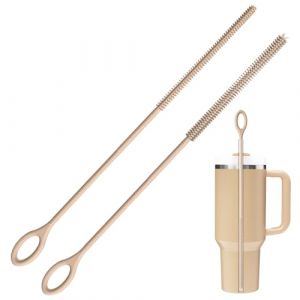 2 Pi&egrave;ces Goupillons Paille Silicone, Brosse de Nettoyage R&eacute;utilisable Alimentaire pour Paille en Verre, M&eacute;tal, Smoothie et Gobelet, Diam&egrave;tres 6mm & 9mm (Marron) (YanRongGuan, neuf)