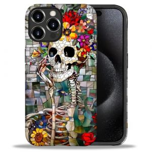 artslion &Eacute;tui Mignon 2 en 1 pour iphone 16 Pro 6.3 Pouces,&Eacute;tui de Protection Antichoc pour t&eacute;l&eacute;phone T&ecirc;te de Mort en Patchwork &eacute;tui de Protection antichute (HONGLINGJING, neuf)