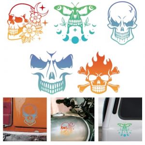 WADORN 5 Autocollant de Voiture en Vinyle de Tête de Mort, Autocollants de Crâne et de Papillon pour Décoration de Véhicule de Voiture Squelette Os de Crâne pour Camion Capot de Voiture Moto Portable (WADORN EU, neuf)