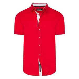Carisma - Chemise décontractée à manches courtes ou longues au choix, coupe slim, pour les loisirs, les affaires, les mariages - Rouge - X-Large (carismaseller, neuf)
