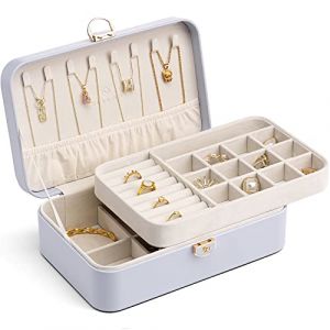 Vlando Bo&icirc;te &agrave; bijoux pour fille et femme - Double couche - Bo&icirc;te &agrave; bijoux verrouillable - Bo&icirc;te de rangement &agrave; bijoux pour bagues, boucles d'oreilles, bracelets, coffrets &agrave; bijoux (Vlando-EU, neuf)
