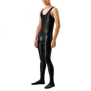 Combinaison de compression pour homme - Effet mouillé - T-shirt de compression Rashguard - Manches longues - En latex - Avec pantalon de compression - Pour le fitness, la gym, le yoga, T noir., M (SDFKLJV, neuf)