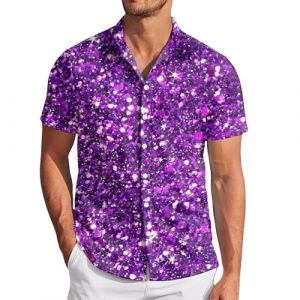 Chemise Homme Paillettes, Chemisette Homme Manche Courte Chemise PersonnaliséE Chemise Elastique Homme Chemise en Maille Homme Chemise Homme SoiréE Chemise Rouge Homme Grande Taille Shirt Bleu (IHUAE, neuf)