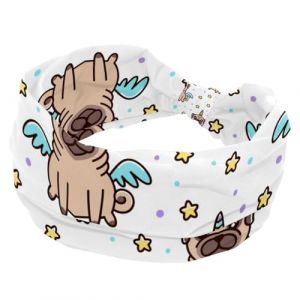 Bandeau pour femme, joli turban antid&eacute;rapant, &eacute;lastique, anti-transpiration, yoga, entra&icirc;nement, motif carlin, licorne, &eacute;toiles, ailes, ailes (Galens, neuf)
