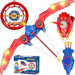 Ancesfun Set de Tir &agrave; l'arc 3-en-1 pour Enfant, Jeu D&rsquo;Archery avec Armature de Bouclier, 2 Arcs Lumineux, 10 Fl&egrave;ches &agrave; Ventouse et 1 Cible, pour Gar&ccedil;ons et Filles &agrave; Partir de 3 Ans (wildrain, neuf)