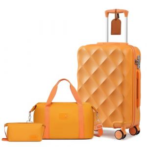 Sea choice Valise Cabine 55cm Set de 3 Valises de Voyage Rigide en ABS Trolley avec Trousse de Toilette et Sacs de Voyage Serrure TSA et 8 Roues Multidirectionnelles (Sunya EU, neuf)