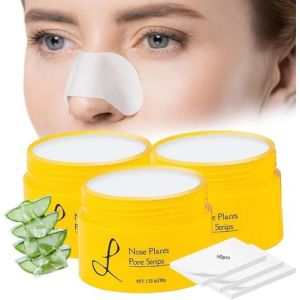 Lu-elle Nose Plants Pore Strips,Blackhead Remover,Deep Cleansing Pore Strips,Blackhead Mask with Strips,Blackhead Remover Peel off Mask,Nose Pore Cleanser Purifying Face Mask for Nose & Face (3 Pcs) (Ashopfun Official Store, neuf)