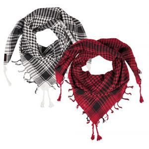 LOVARZI Lot de 2 Shemaghs Homme - Keffieh Noir Blanc + Rouge - Écharpe Militaire Carrée Coton Foulard Arabe (LOVARZI_1, neuf)