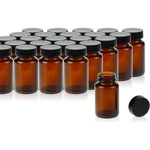 ALWSCI Lot de 24 Bouteilles en Verre Ambr&eacute; de 100 mL Bocaux de Rangement en Verre Marron avec Bouchon &agrave; Vis en Poly&eacute;thyl&egrave;ne Noir Septa en PE 50x87.5mm (ALWSCI Technologies, neuf)