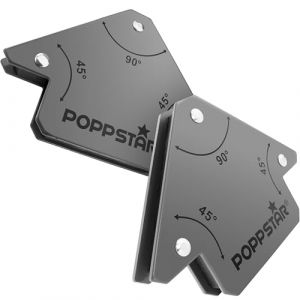 Poppstar Aimant soudeur (angle de soudage, force d'adh&eacute;rence 11,3 kg - 45/90/135&deg;), 2 pi&egrave;ces, gris (poppstar*, neuf)