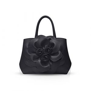 NICOLE & DORIS Sac a Main Femme Mode Sac Epaule Femme en PU Cuir Petit Sac Bandoulière Femme Chic Sac à Main Avec des Fleurs Noir (ELITE RACE LTD, neuf)