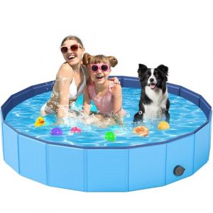YSJILIDE Piscine pour Chien Pliable, 160CM XL PVC Chien Piscine Baignoire Bassin pour Chiens, Chats et Enfants, Animaux domestiques, Chiot- Bleu (YSJILIDE, neuf)