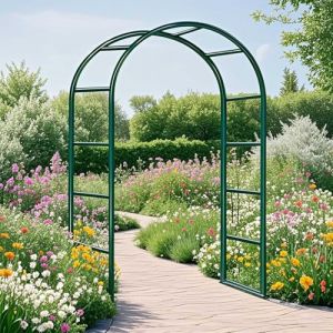 Générique Arche de Jardin en Métal Fer Antirouille, Arche Rosier de Robuste pour Plante Grimpante, Décoration de Cérémonie Fête, 80cm 140cm 180cm 200cm 240cm 280cm 300cm 350cm(Green,W180 X H220cm) (qiushanmaoyiyouxiangongsi, neuf)