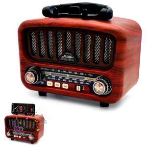 Radio r&eacute;tro avec Bluetooth 5.0, AM/FM/SW Retro, Nostalgie Petit, Radio de Cuisine en Valise avec Grand Haut-Parleur 5 W, Supporte la Fonction USB/TF/TWS, Facile pour Les Seniors (Rouge) (ziwenChenRong, neuf)