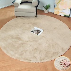 ORINOVA Tapis Rond Beige 150 cm Tapis Chambre Salon Fausse Fourrure Moelleux Lavable Descente De Lit Doux Grand Poil Ras Beige Area Carpet Round (Faux Fur Store, neuf)