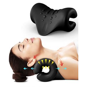 BLABOK Relax du Cou et des &eacute;paules,Appareil de Traction Cervicale Portable,&eacute;tireur de cou,Correction de la Posture Cervicale,Coussin Chiropratique pour Soulager les Douleurs(Noir) (BRIGHT FUTURE STORE, neuf)