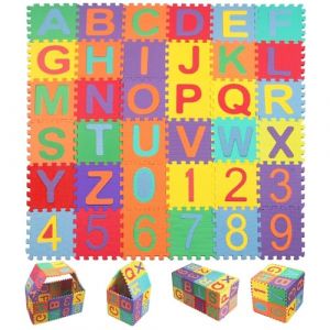 36 Pièces Tapis de Puzzle pour Enfants, Mousse Bébé, Dalle Mousse, Jeu Très Résistant - Convient aux 4-6 Ans (9x9cm) (ZHELYAZKO TRANS STORE, neuf)